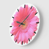 Grande Horloge Ronde Marguerite rose de gerbera (Angle)