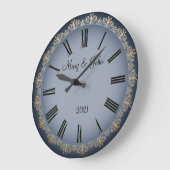 Grande Horloge Ronde Mariage bleu marine (Angle)