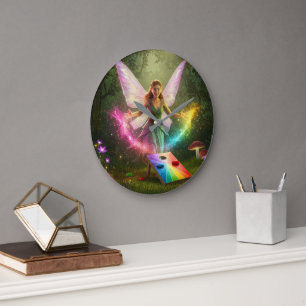 Grande Horloge Ronde Mariage de Fée Amoureuse Douche