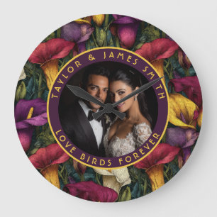 Grande Horloge Ronde Mariage Moderne Inspiré par les Lys de Calla Tenda