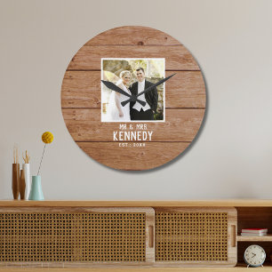 Grande Horloge Ronde Mariage Moderne Photographie Maison de Ferme en Bo