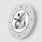 Grande Horloge Ronde Mariage Old English Sheepdogs Mariée Gray 1 (Angle)