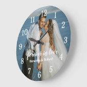Grande Horloge Ronde Mariage personnalisé Anniversaire pour toujours ph (Angle)