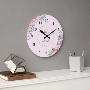 Grande Horloge Ronde Mariage rose floral