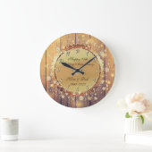 Grande Horloge Ronde Mariage Rustique en Bois Diamant 25e Anniversaire (Maison)
