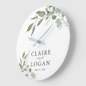 Grande Horloge Ronde Mariage vert Eucalyptus Gold Sage (Angle)