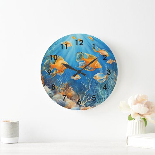 Grande Horloge Ronde Marine Life with Exotic Fish, (Maison)