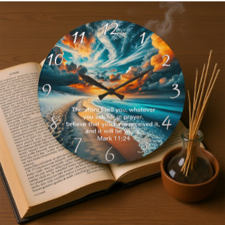 Grande Horloge Ronde Mark 11:24 Cross Sunset Ocean Faith