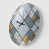 Grande Horloge Ronde Marmor Gold Raster Luxus Geometrie (Angle)