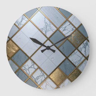 Grande Horloge Ronde Marmor Gold Raster Luxus Geometrie