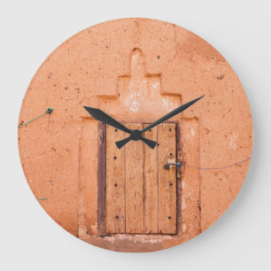 Grande Horloge Ronde Marocain Traditionnel Texture De Fenêtre En Bois