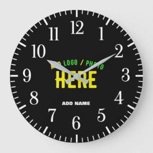 GRANDE HORLOGE RONDE MARQUE VERIFIEE NOIRE PERSONNALISABLE MODERNE ET C