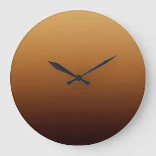 Grande Horloge Ronde Marron Chocolat Doré Couleurs Chaudes