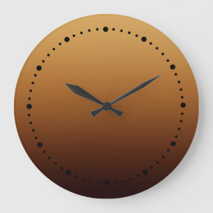 Grande Horloge Ronde Marron Chocolat Doré Couleurs Chaudes