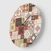Grande Horloge Ronde Marsala Marsala Marsala Motif en Carrelage (Angle)