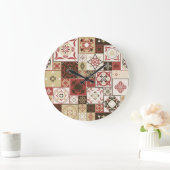 Grande Horloge Ronde Marsala Marsala Marsala Motif en Carrelage (Maison)