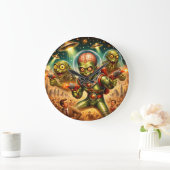 Grande Horloge Ronde Martian Mayhem Retro Sci-Fi (Maison)