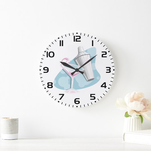 Grande Horloge Ronde Martini Verre Et Shaker