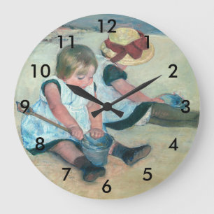 Grande Horloge Ronde Mary Cassatt - Enfants jouant sur la plage
