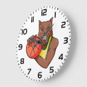 Grande Horloge Ronde Mascotte de basket-ball sauvage Fierce (Angle)