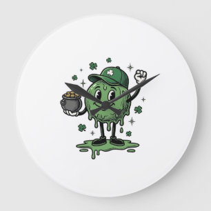 Grande Horloge Ronde Mascotte de slime de la Saint-Patrick T-shirt vect