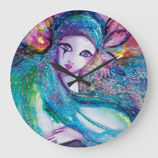 Grande Horloge Ronde MASK IN BLUE / Ventian Masquerade Ball, teal (Recto)