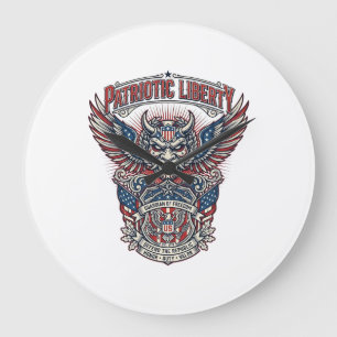 Grande Horloge Ronde Masque de gardien patriotique inspiré de la libert