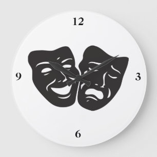 Grande Horloge Ronde Masques de théâtre de drame de tragédie de comédie