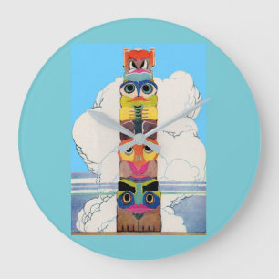 Grande Horloge Ronde mât totémique des années 1920