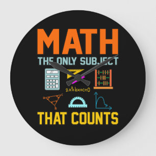 Grande Horloge Ronde Math Sujet Counts Mathématique Math Enseignant