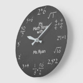 Grande Horloge Ronde Math time de Chalkboard (Angle)