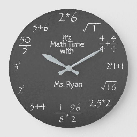 Grande Horloge Ronde Math time de Chalkboard (Recto)