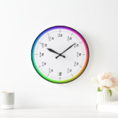 Grande Horloge Ronde Mathematical π Time Wall Clock with Rainbow Circle (Maison)