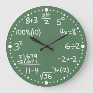Grande Horloge Ronde Maths Mathematical Equations Clock with Minutes
