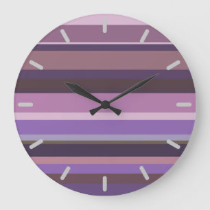 Grande Horloge Ronde Mauve horizontal stripes