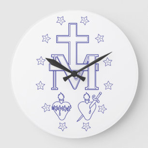 Grande Horloge Ronde Médaille de Notre-Dame de Grâces Art Fin Miraculeu