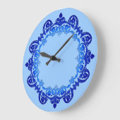 Grande Horloge Ronde Médaillon Vintage bleu (Angle)