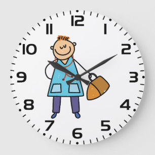 Grande Horloge Ronde Médecin Enfant Enfants Personnage Médical