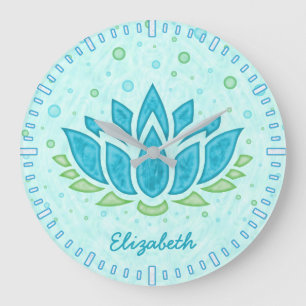 Grande Horloge Ronde Méditation Yoga Espace Lotus bleu Fleur Zen  Nom