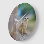Grande Horloge Ronde Meerkat SAT sur l'arbre (Angle)
