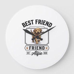 Grande Horloge Ronde Meilleur ami Alfie Conception amateur de chien vin