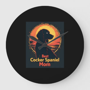 Grande Horloge Ronde Meilleur Chien Mère Maman - Vintage Cocker Spaniel