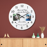 Grande Horloge Ronde Meilleur Collage Photo Nana And Papa Grandkids Bla<br><div class="desc">Cadeau de grand-parents unique pour Noël - horloge photo personnalisée avec photo petits-enfants,  nom et message.</div>