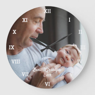 Grande Horloge Ronde Meilleur Grand-Père Jamais Photo Personnalisée Cré