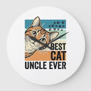 Grande Horloge Ronde Meilleur oncle de chat jamais Design vintage amate
