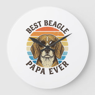 Grande Horloge Ronde Meilleur Papa Beagle Vintage Conception de T-Shirt