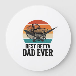 Grande Horloge Ronde Meilleur Papa Betta Ever Création de Poisson Vinta