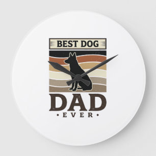 Grande Horloge Ronde Meilleur papa chien de tous les temps Design vinta