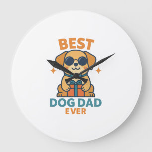 Grande Horloge Ronde Meilleur papa chien Ever � T-shirt drôle pour la f