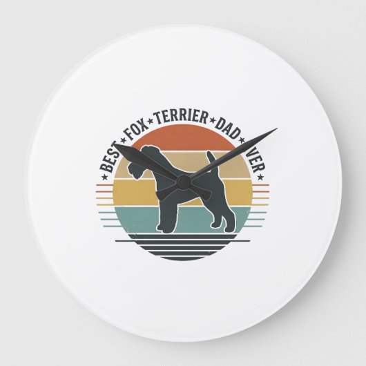 Grande Horloge Ronde Meilleur Papa Fox Terrier Vintage T-Shirt Chien_1 (Recto)